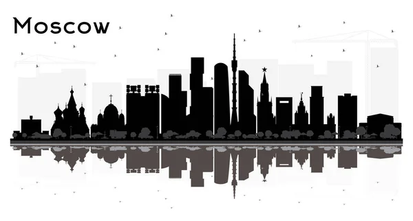 Moscú Rusia City Skyline Silueta con edificios negros Isola — Vector de stock