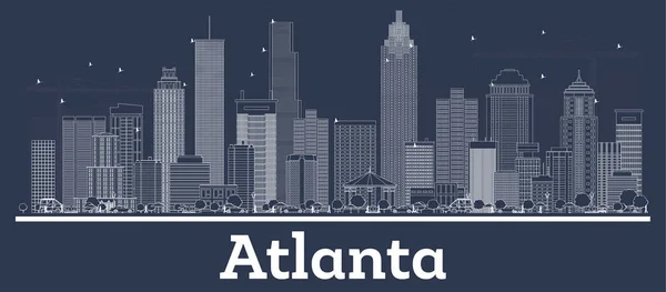 Esquema Atlanta Georgia City Skyline con edificios blancos . — Archivo Imágenes Vectoriales