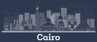 Beyaz Binalar ile Anahat Kahire Mısır Şehir Silueti. 