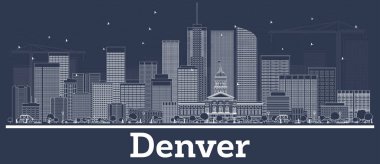 Beyaz Binalar ile Anahat Denver Colorado City Skyline.