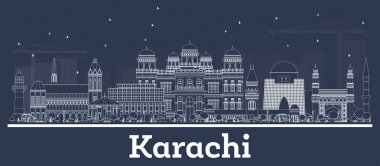 Beyaz Binalar ile Anahat Karachi Pakistan Şehir Silueti. 