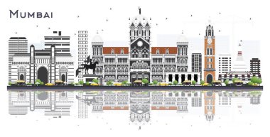 Mumbai Hindistan Şehir Skyline Renk Binalar ve Yansımalar I ile