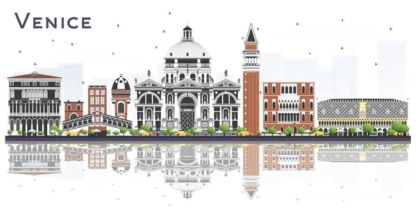 Venise Italie Ville Skyline avec des bâtiments de couleur et de réflexions I — Image vectorielle