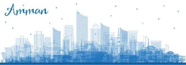 Esquema Ammán Jordania Skyline con edificios azules . — Archivo Imágenes Vectoriales