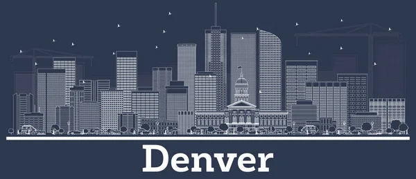 Osnova Denveru Colorado City Skyline s bílými budovami. — Stockový vektor