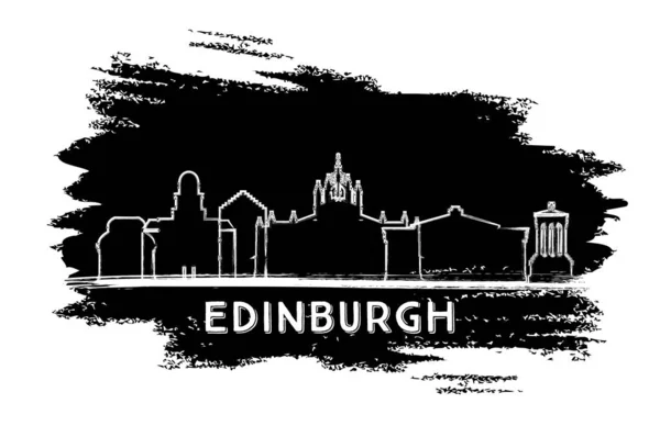 Edinburgh Scotland City Skyline Silhouette (en inglés). Bosquejo dibujado a mano . — Vector de stock