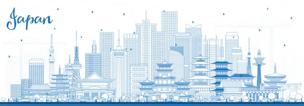 Aperçu Bienvenue au Japon Skyline avec Blue Buildings . — Image vectorielle