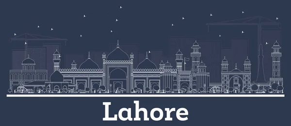Διάρθρωση Λαχόρη Πακιστάν ορίζοντα της πόλης με λευκά κτίρια. — Διανυσματικό Αρχείο