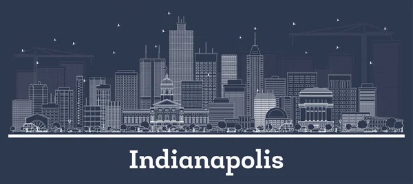 Delinear Indianapolis Indiana City Skyline com edifícios brancos . —  Vetores de Stock