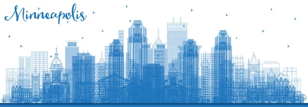 Plan Minneapolis Minnesota USA Skyline avec bâtiments bleus . — Image vectorielle