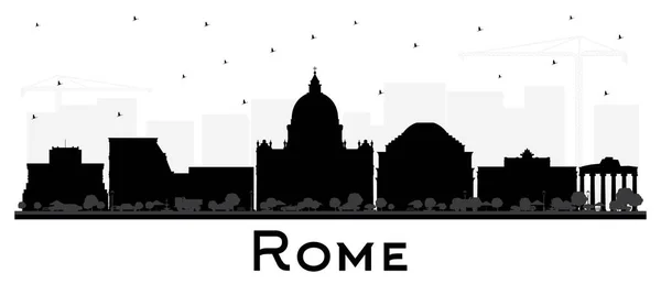 Roma Italia City Skyline Silhouette con edificios negros aislados — Vector de stock