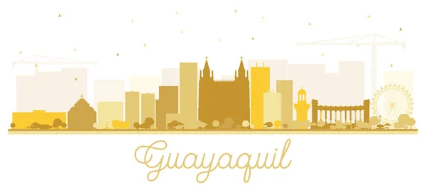 Guayaquil Ekvador Şehir Silueti Altın Binalar Izole ile — Stok Vektör