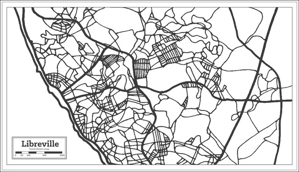 Libreville Gabon Mapa w kolorze czarno-białym. — Wektor stockowy