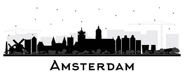 Amsterdam Holland City skyline Silhouette med svarta byggnader I — Stock vektor