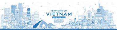 Anahat mavi binalar ile Vietnam Skyline hoş geldiniz.
