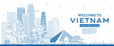 Anahat mavi binalar ile Vietnam Skyline hoş geldiniz.