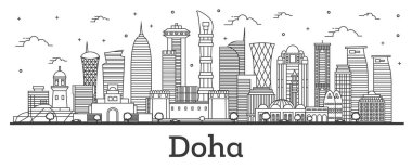 Anahat Doha Katar şehir silueti ile modern binalar Izole o