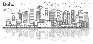 Anahat Doha Qatar şehir silueti ile modern binalar ve Reflec