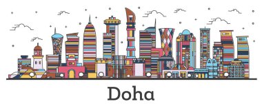 Anahat Doha Katar şehir silueti ile renk binaları Izole