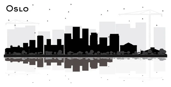 Oslo Norway City Skyline Silhouette with Black Buildings and Ref — Stock Vector
