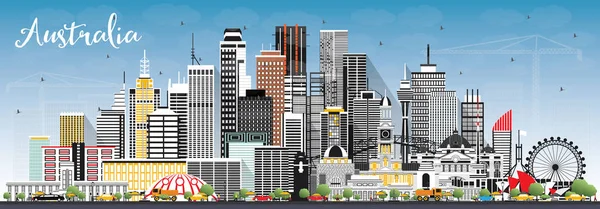 Australia City Skyline con edificios grises y cielo azul . — Vector de stock