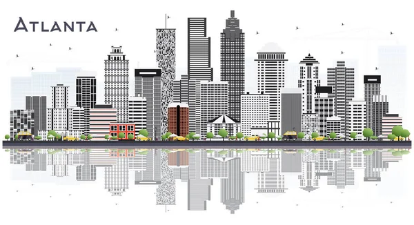 Atlanta Georgia USA City Skyline con edificios grises aislados en — Vector de stock