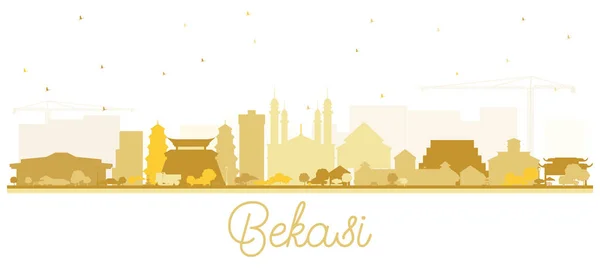 Bekasi Indonesia City Skyline Silueta con edificios dorados I — Archivo Imágenes Vectoriales