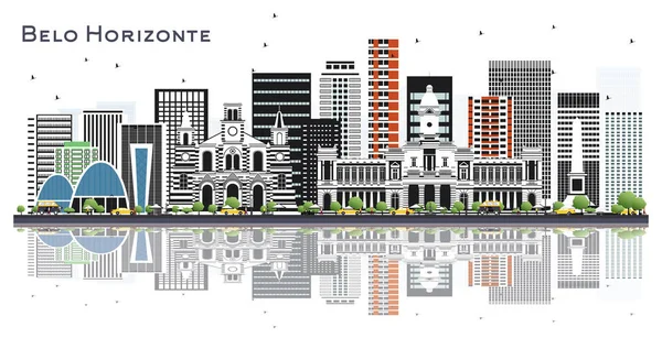 Belo horizonte brasilianische Stadtsilhouette mit farbigen Gebäuden isoliert — Stockvektor