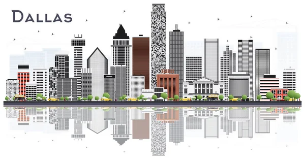 Dallas Texas City Skyline con edificios grises y reflexiones es — Vector de stock