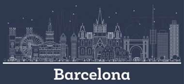 Beyaz Binalar ile Anahat Barcelona İspanya Şehir Skyline.