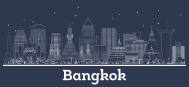 Beyaz Binalar ile Anahat Bangkok Tayland City Skyline.