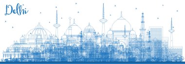 Mavi binaları ile anahat Delhi Hindistan şehir manzarası. 