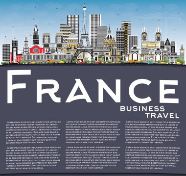 Gri Binalar, Mavi Gökyüzü ve Kopya ile Fransa Skyline hoş geldiniz