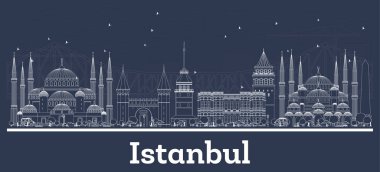 Beyaz Binalarla İstanbul Türkiye Şehir Silüeti Anahat. 