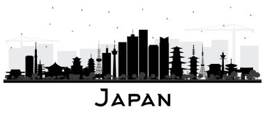 W'de İzole Edilmiş Siyah Binalarla Japonya Şehir Silueti