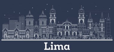 Beyaz Binalar ile Anahat Lima Peru Şehir Skyline. 