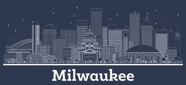 Beyaz Binalar ile Anahat Milwaukee Wisconsin Şehir Skyline.