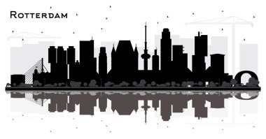 Rotterdam Hollanda Şehir Skyline Siluet Yansımaları ile bir