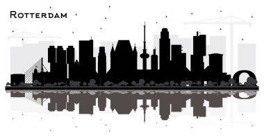 Rotterdam Netherlands City Skyline Silhouette with Reflections a clipart