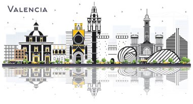 Valencia İspanya Şehir Silueti Renk Binaları ve Yansımaları ile