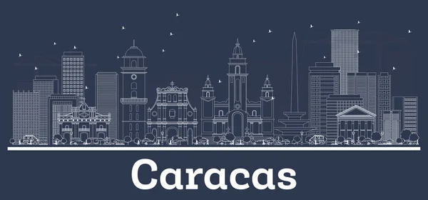 Esquema Ciudad de Caracas Venezuela Skyline con edificios blancos . — Vector de stock