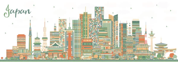 Ιαπωνία-ορίζοντα της πόλης με χρωματιστές κατασκευές. — Διανυσματικό Αρχείο