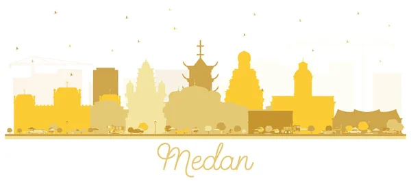 Medan Indonesien City skyline Silhouette med gyllene byggnader är — Stock vektor