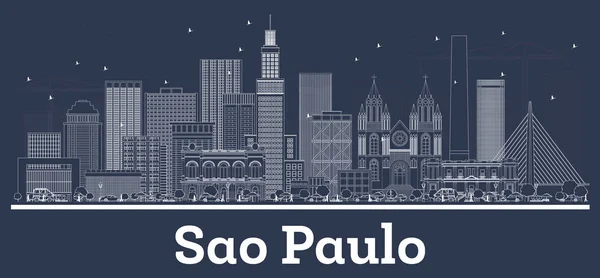 Outline Sao Paulo Brasile City Skyline con edifici bianchi . — Vettoriale Stock