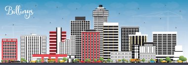 Renkli Binalar ve Mavi Gökyüzü ile Billings Montana Şehir Skyline.
