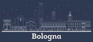 Beyaz Binalar ile Anahat Bologna İtalya Şehir Silueti.