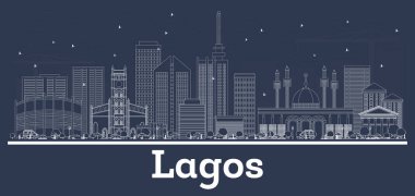 Outline Lagos Nigeria City Skyline with White Buildings.  clipart