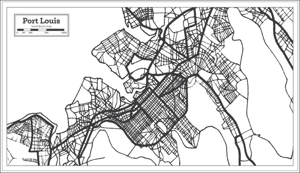 Порт-Луї Маврикій карта міста ІІН чорно-білий колір. Структури — стоковий вектор