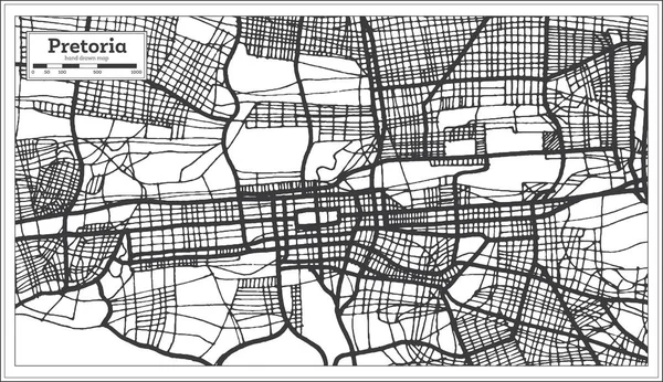 Pretoria Sudafrica Mappa città iin Colore Bianco e Nero. Outlin — Vettoriale Stock