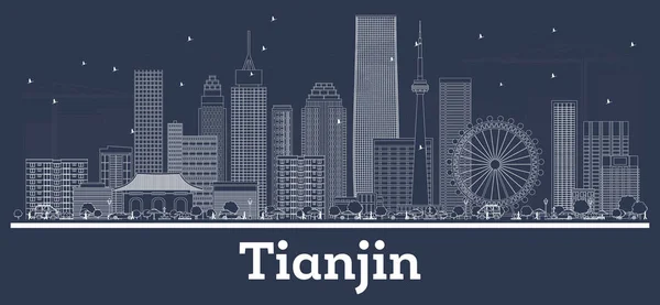 Aperçu Tianjin China City Skyline avec bâtiments blancs . — Image vectorielle